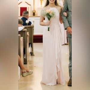 David's Bridal Light Pink Bridesmaid Dress